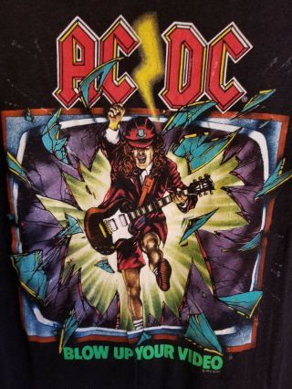 Vintage 1988 AC/DC Blow Up Your Video Concert World Tour Shirt,  Size Medium 2