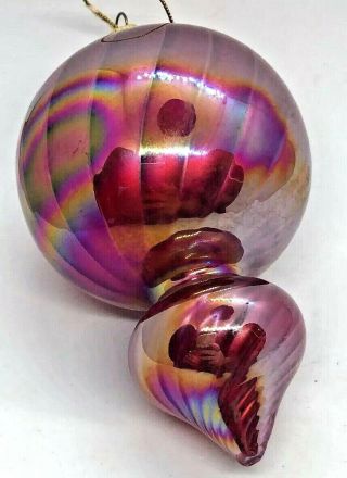 Large Modern Art Glass Teardrop Ornament in Plum,  Gold Hand - Crafted 2