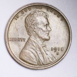 1918 - S Lincoln Wheat Small Cent Choice Bu E211 Uhm