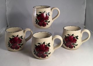 4 Apple Coffee Mugs Cups Home and Garden Party Brand June 2000 16 ounce 2