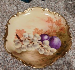 Gorgeous Limoges Coronet Hand Painted Fruit China Plate Artist Signed Barbet