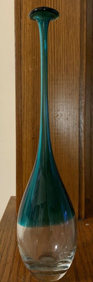Vintage Kosta Boda Swedish Art Glass Hand Blown Bottle Bud Vase Mid Century Era