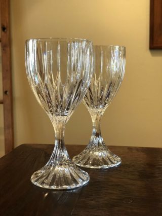 Set Of 2 Mikasa Park Lane Crystal Wine/water Goblets 6 3/4 "