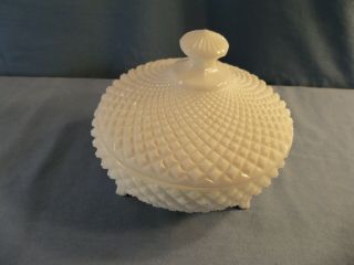 Westmoreland English Hobnail White Milk Glass Covered Footed Candy Dish