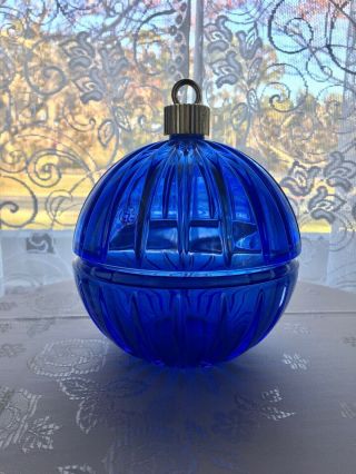 St.  George Cobalt Blue 24 Lead Crystal Ornament Candy Dish