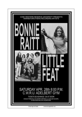 Bonnie Raitt / Little Feat 1973 Cleveland Concert Poster