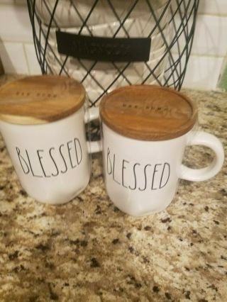 Rae Dunn Blessed Mugs With Wood Lid Or Coaster Release Look