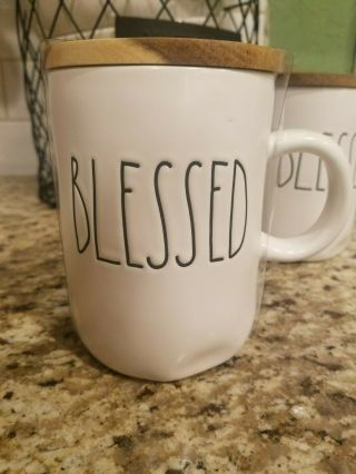 Rae Dunn BLESSED MUGS with Wood Lid or Coaster Release LOOK 2