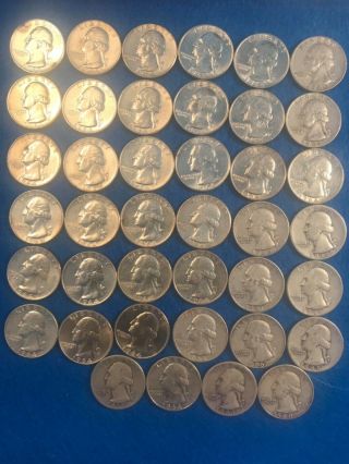 One Roll 1964 & Earlier Washington Silver Quarters X 40 $127 Melt -