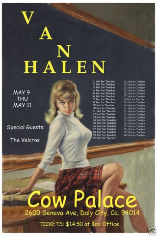 David Lee Roth & Van Halen At The Cow Palace Concert Poster 1984 12x18
