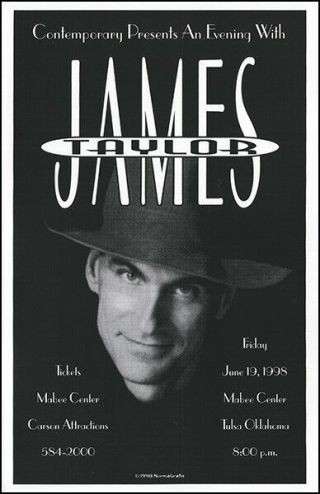 James Taylor 1998 Tulsa Concert Poster