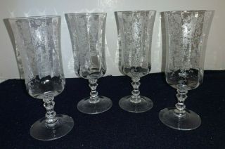 (set Of 4) Cambridge Rose Point Clear 6 1/4 " Tall Parfait Goblets