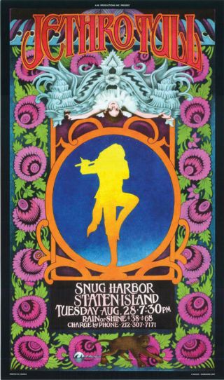 Jethro Tull Snug Harbor Staten Island Aug 28 Bob Masse 14×24 Concert Poster