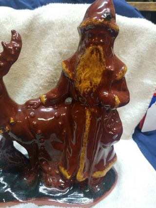 Vintage Ned Foltz Redware Pottery Santa deer Lancaster County,  PA 2
