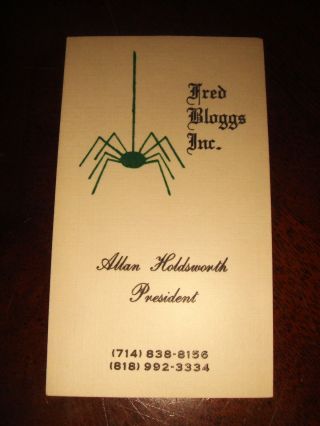 Ultra Rare Allan Holdsworth Business Card Circa 1986 Atavachron Fred Bloggs Inc