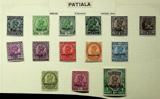 India Patiala State 1928 - 39 Opt On Kg V 3p To 1re - Lh (sg 63 - 73,  75 - 77)
