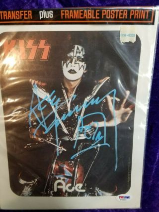Kiss 1977 Ace Frehley Signed Still Iron Transfer And Poster Aucoin Era