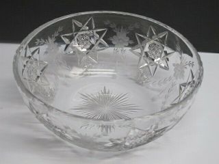 American Brilliant Period Cut Glass Signed Hawkes Antique Abp