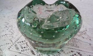 (small) Murano Art Style Hand Blown Green Glass Candy Dish