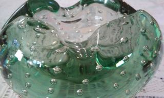 (Small) Murano Art Style Hand Blown Green Glass Candy Dish 2