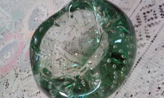 (Small) Murano Art Style Hand Blown Green Glass Candy Dish 3