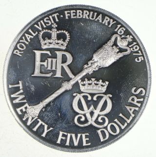 Silver - Huge - 1975 Bermuda 25 Dollars - World Silver Coin 47.  9 Grams 926