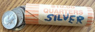 Roll Of 40 Washington Us Quarters $10 Face Value 90 Silver Coins