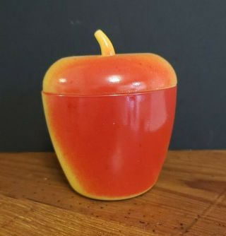 Vintage Hazel Atlas Milk Glass Apple Jam Jelly Jar with Lid 3.  75 