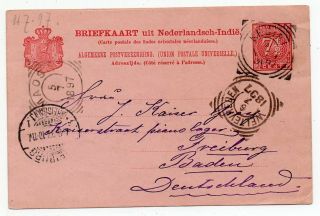 1897 Netherlands Indies To Germany Cover Stationery,  Very Scarce Pmks