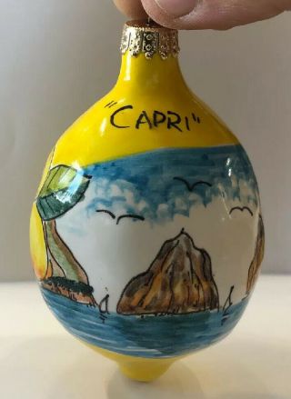 Vietri Pottery - 4 Inch Lemon With Scenery Capri.  Made/painted By Hand - Italy
