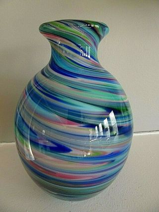 Vintage Murano Art Glass Confetti Spiral Cased Vase