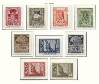 Egean Islands/rodi Stamps 1932 Mi 105 - 113 Mlh Vf