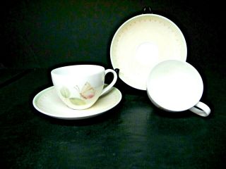 Villeroy Boch Porcelain Florea Set Of 2 Cups W Saucers Butterfly & Leaf 6 Oz