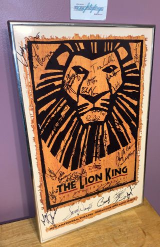 The Lion King Broadway Poster Full Cast Signed Autographed Musical Framed 22x14