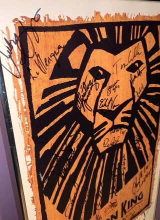 The LION KING Broadway Poster Full Cast Signed Autographed Musical Framed 22x14 2