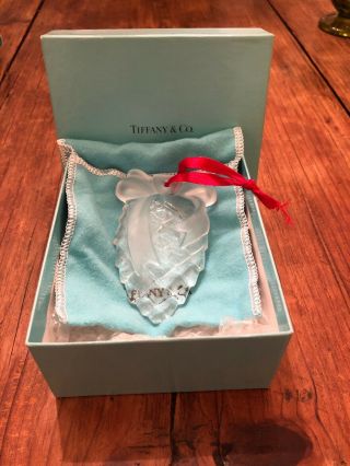 Tiffany & Co 3 1/2 " Crystal Pinecone Pine Cone Ornament With Pouch & Box