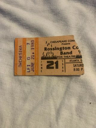Vintage Concert Ticket Rossington Collins Band Atlanta Ga 1980