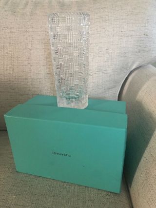 Tiffany & Co.  8 " Crystal Woven Cylinder Vase