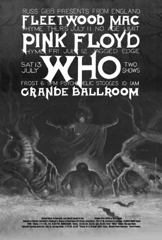 Pink Floyd /the Who/ Fleetwood Mac Concert Poster By Rock Artist Carl Lundgren