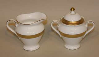 Waterford Fine English China Kells Gold Creamer Cream & Sugar Bowl With Lid