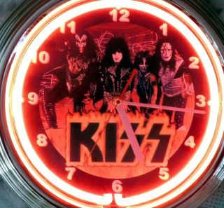Kiss Band Reunion Tour Gene Simmons Ace Frehley Peter Paul Neon Clock