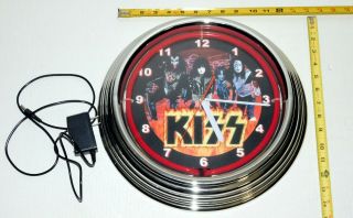 KISS Band Reunion Tour Gene Simmons Ace Frehley Peter Paul NEON Clock 2