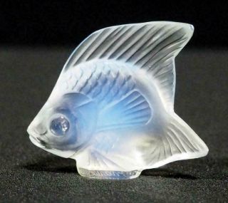 Lalique Crystal Opalescent White Luster Angel Poisson Fish Figurine signed 2