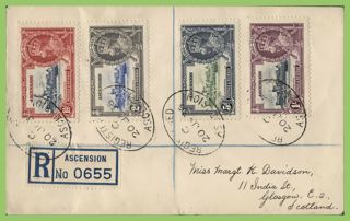 Ascension 1935 Kgv Silver Jubilee Set On Registered Cover To Scotland