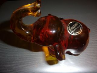Kanawha Amber Hand Crafted Glass Elephant Figurine Paperweight With Tag
