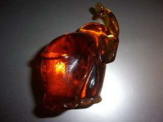 KANAWHA AMBER HAND CRAFTED GLASS ELEPHANT Figurine Paperweight with TAG 3