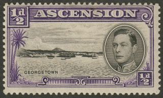 Ascension 1938 Kgvi ½d P13½ W Long Centre Bar To E Variety Sg38a Cat £325