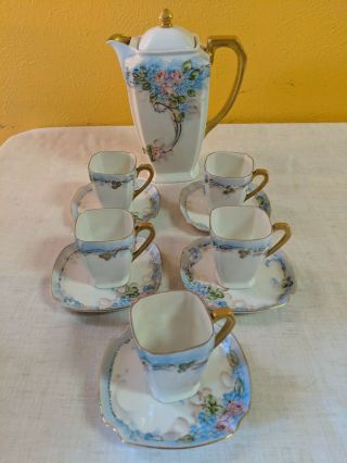 Vintage Antique Set Of Noritake Nippon Chocolate Tea Coffee Pot Cups Saucers