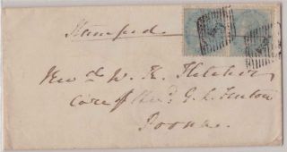 India Qv Cover 186 (0) Bombay – Poona Sg38 ½a Pale Blue Pair Vfu