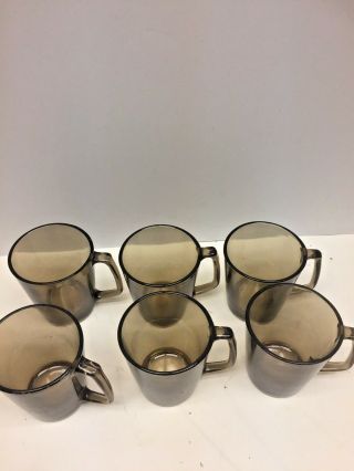 Set Of 6 Vintage Corning Pyrex 1400 Brown Transluscent Glass Coffee Tea Cups